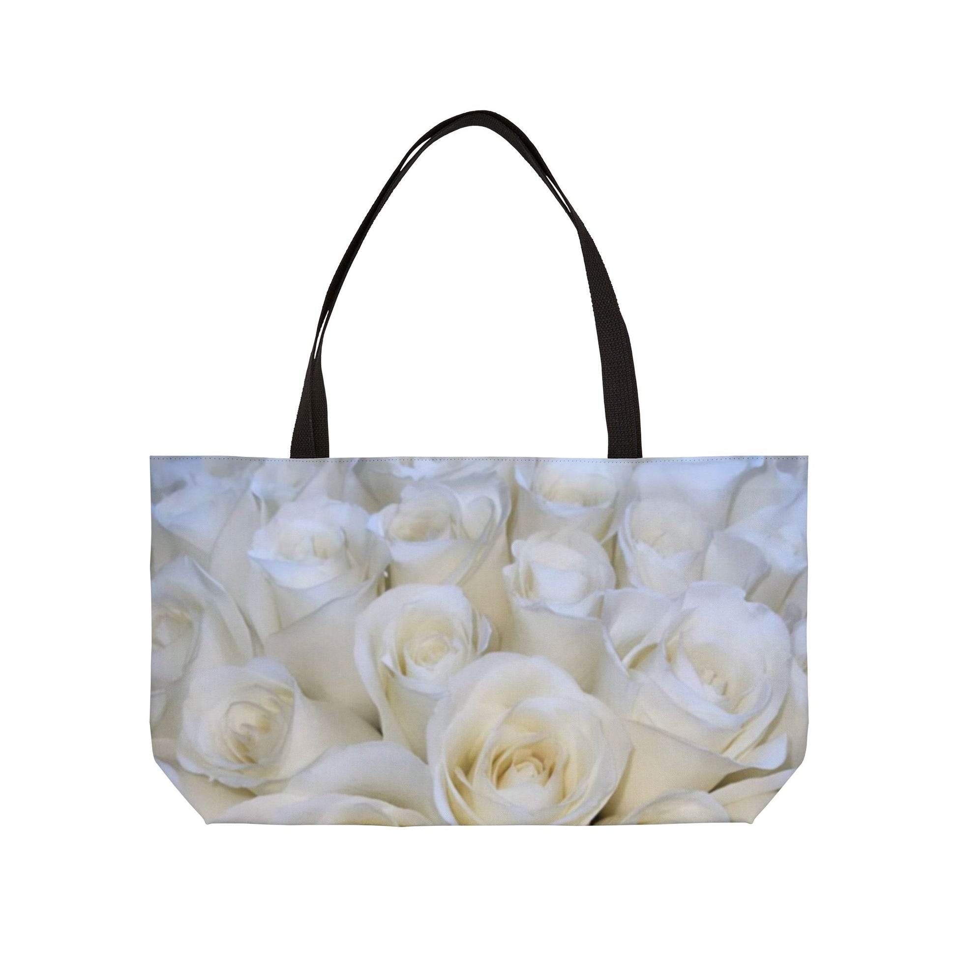 White Roses Floral Rectangle Tote – Elegant and Versatile
