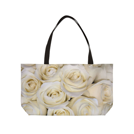 White Roses Floral Rectangle Tote – Elegant and Versatile