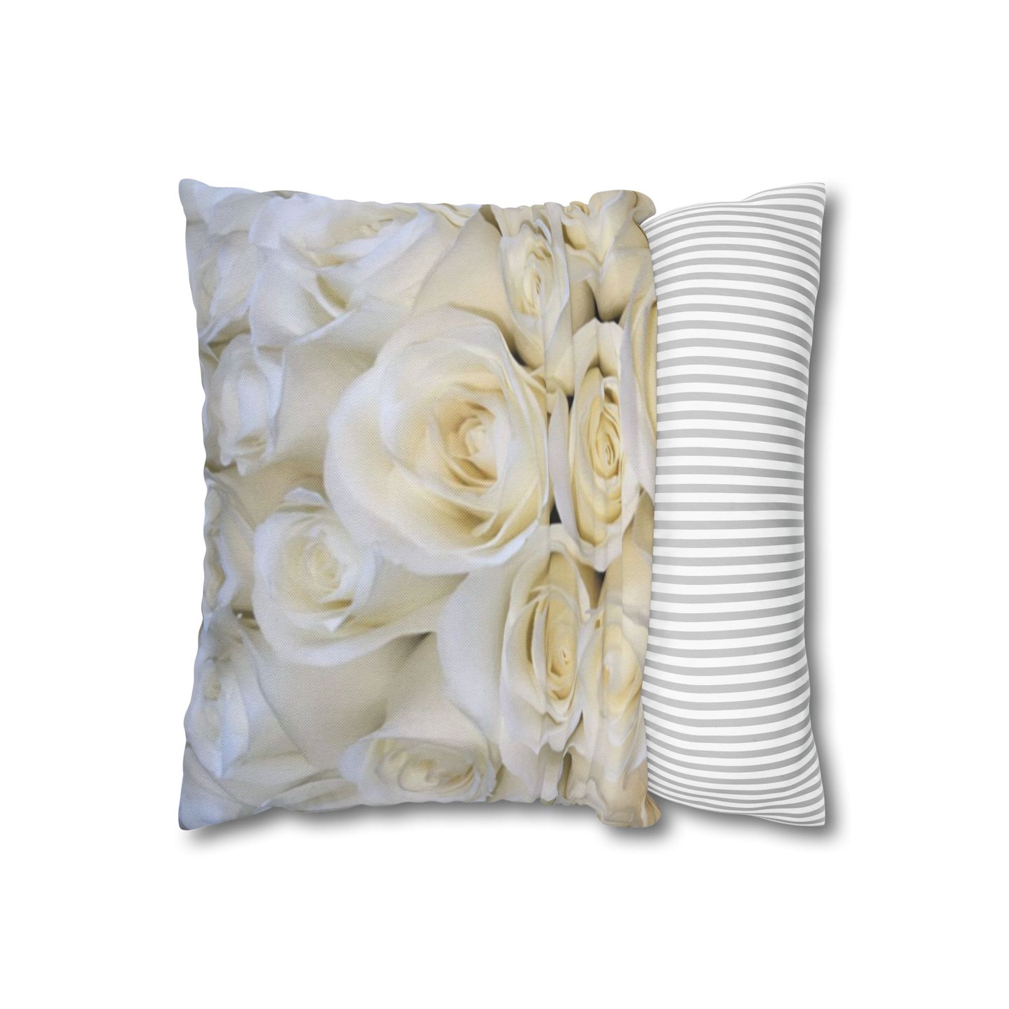 White Roses Floral Square Pillowcase

