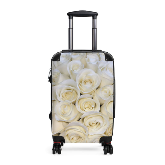 White Roses Floral Suitcase for Travelers – Clean & Organized