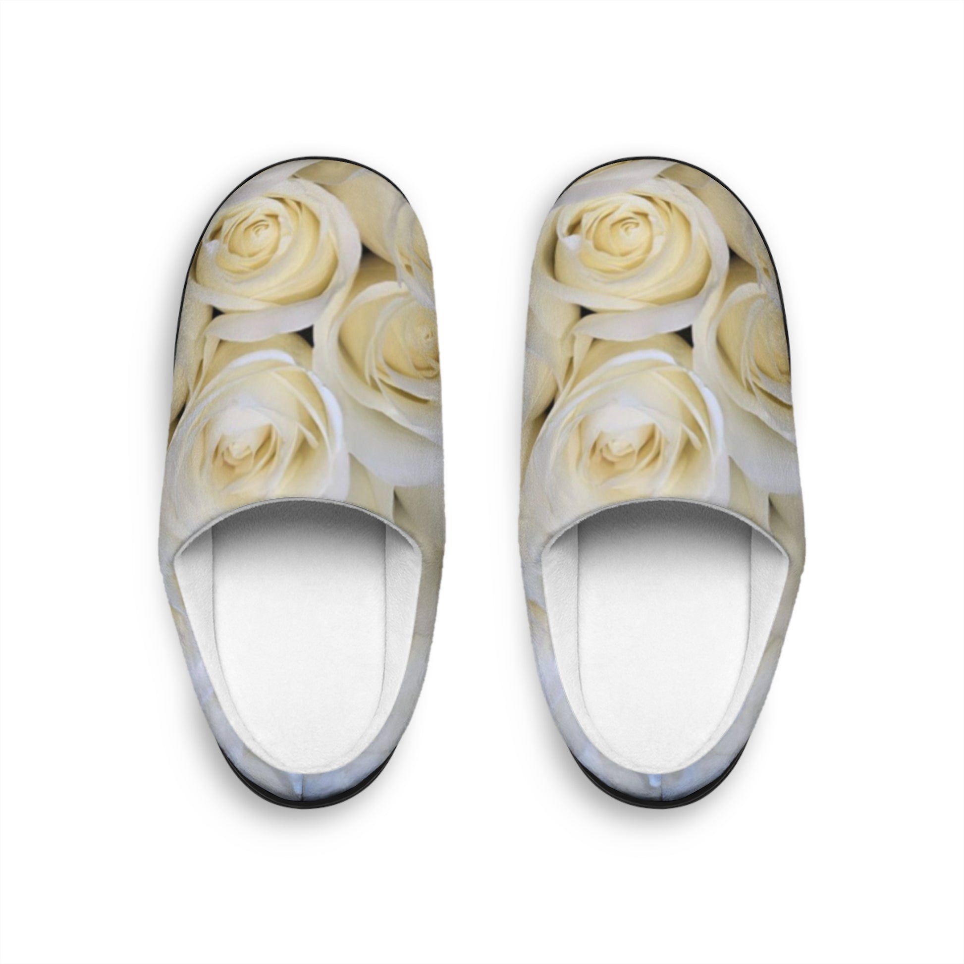 White Roses Soft Floral Slippers – Classic Home Comfort